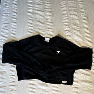 Black Gym Shark Cropped Training Fleece